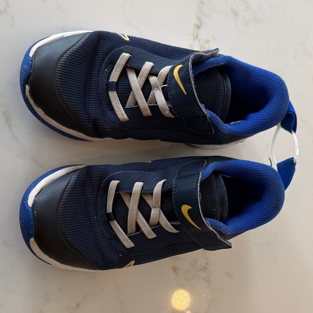 Nike Kids Navy and Yellow Athletic Sneakers - Picture 2 of 3